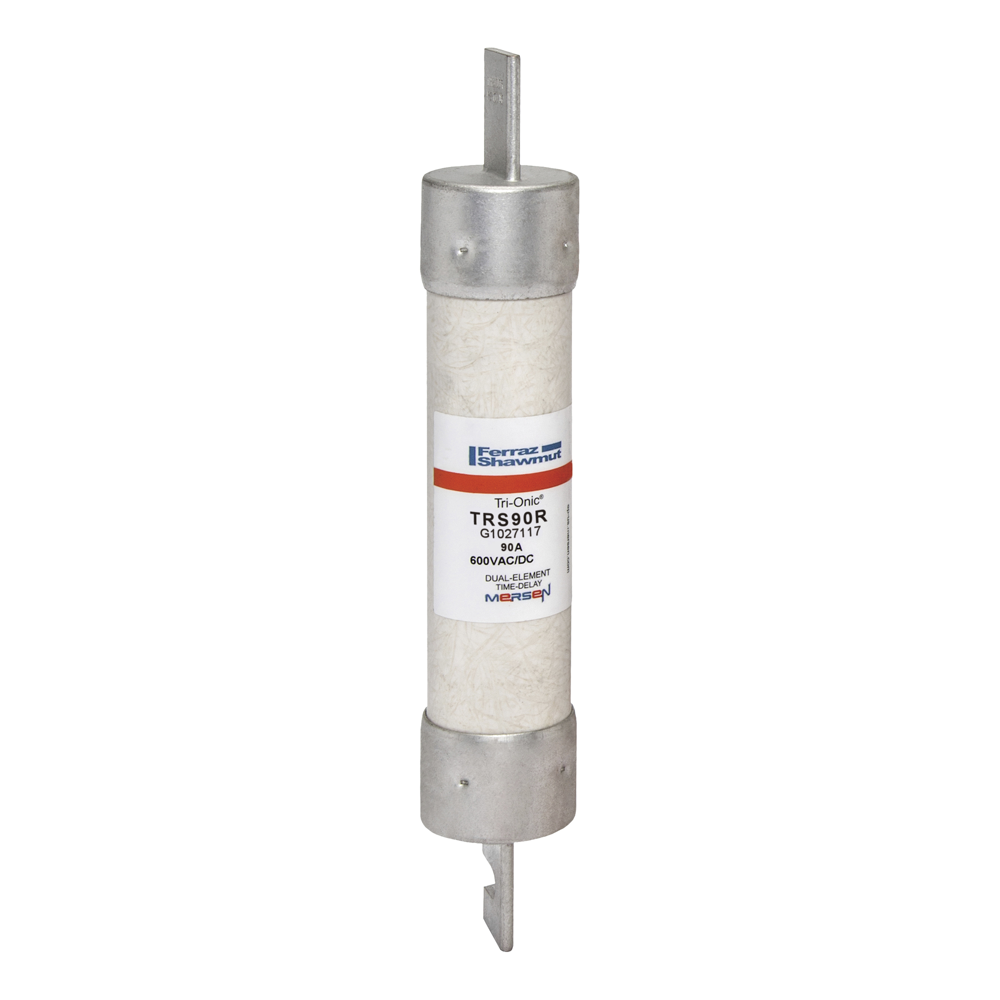 TRS90R Tri-Onic Current Limiting Low Voltage Time Delay Fuse, 90 A, 600 V AC/DC, 200/20 kA Interrupt, RK5 Class, Cylindrical Body