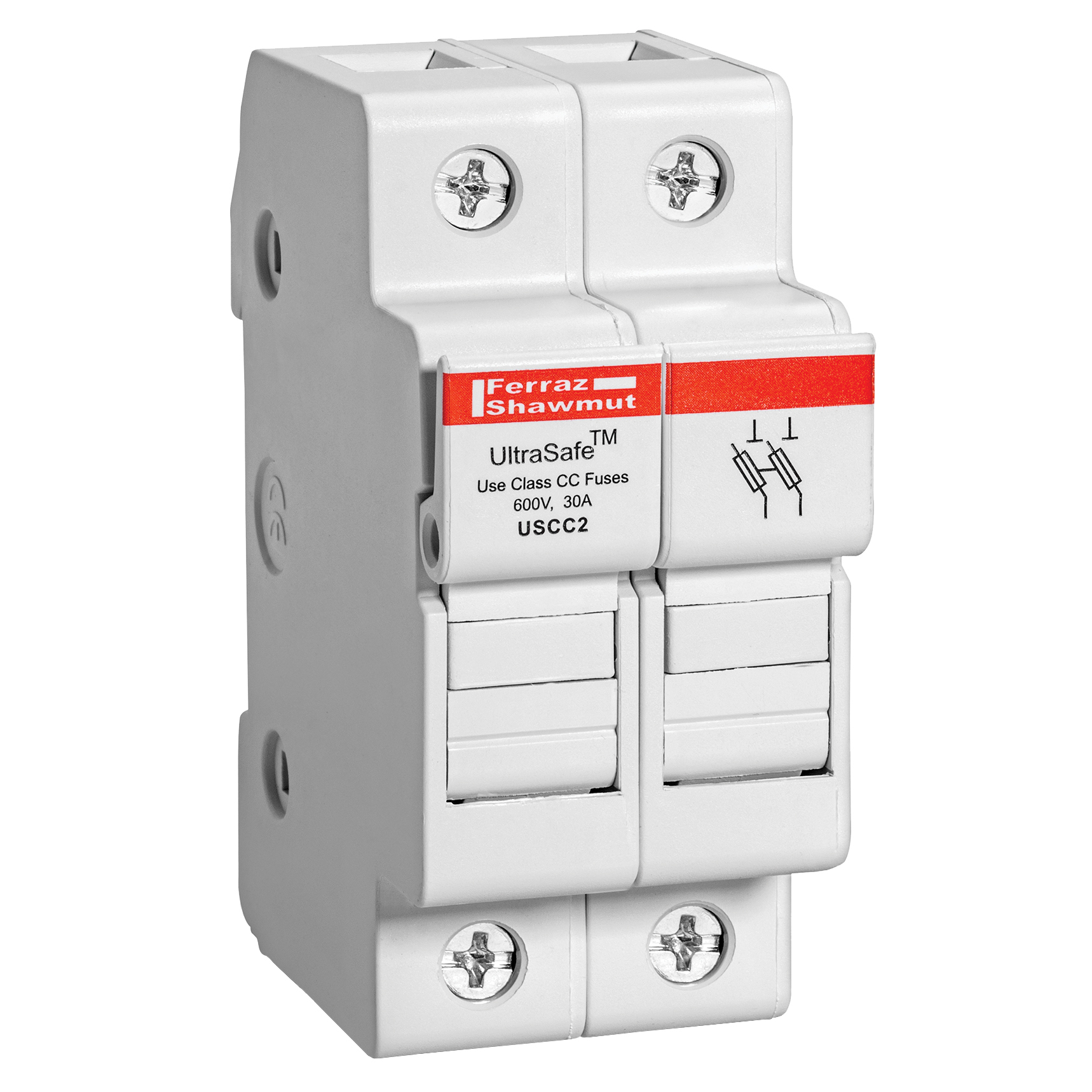 USCC2 UltraSafe Fuse Holder, 600 V AC/DC, 30 A, 14 to 6 AWG Wire, 2 Poles