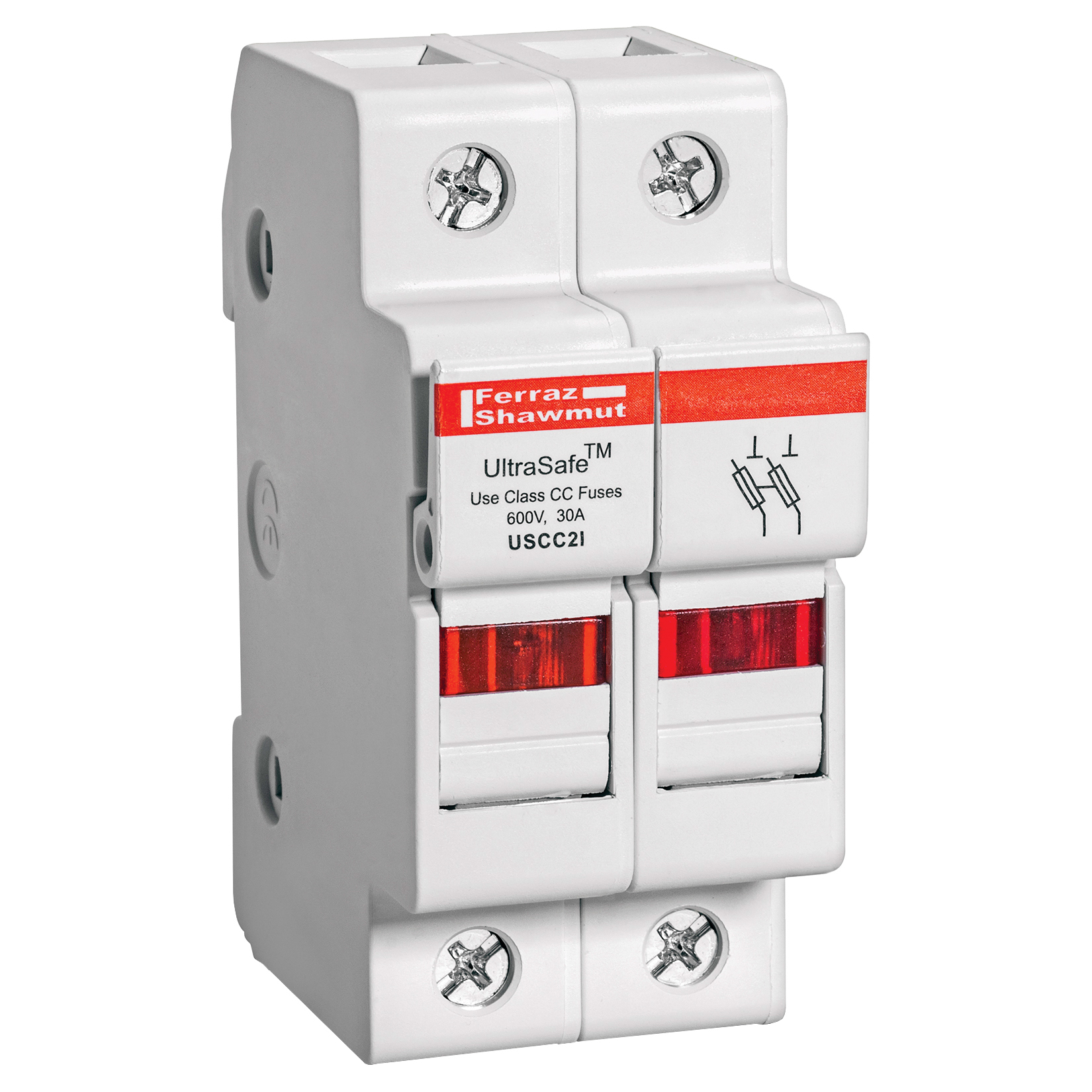 USCC2I UltraSafe Fuse Holder, 600 V AC/DC, 30 A, 14 to 6 AWG Wire, 2 Poles