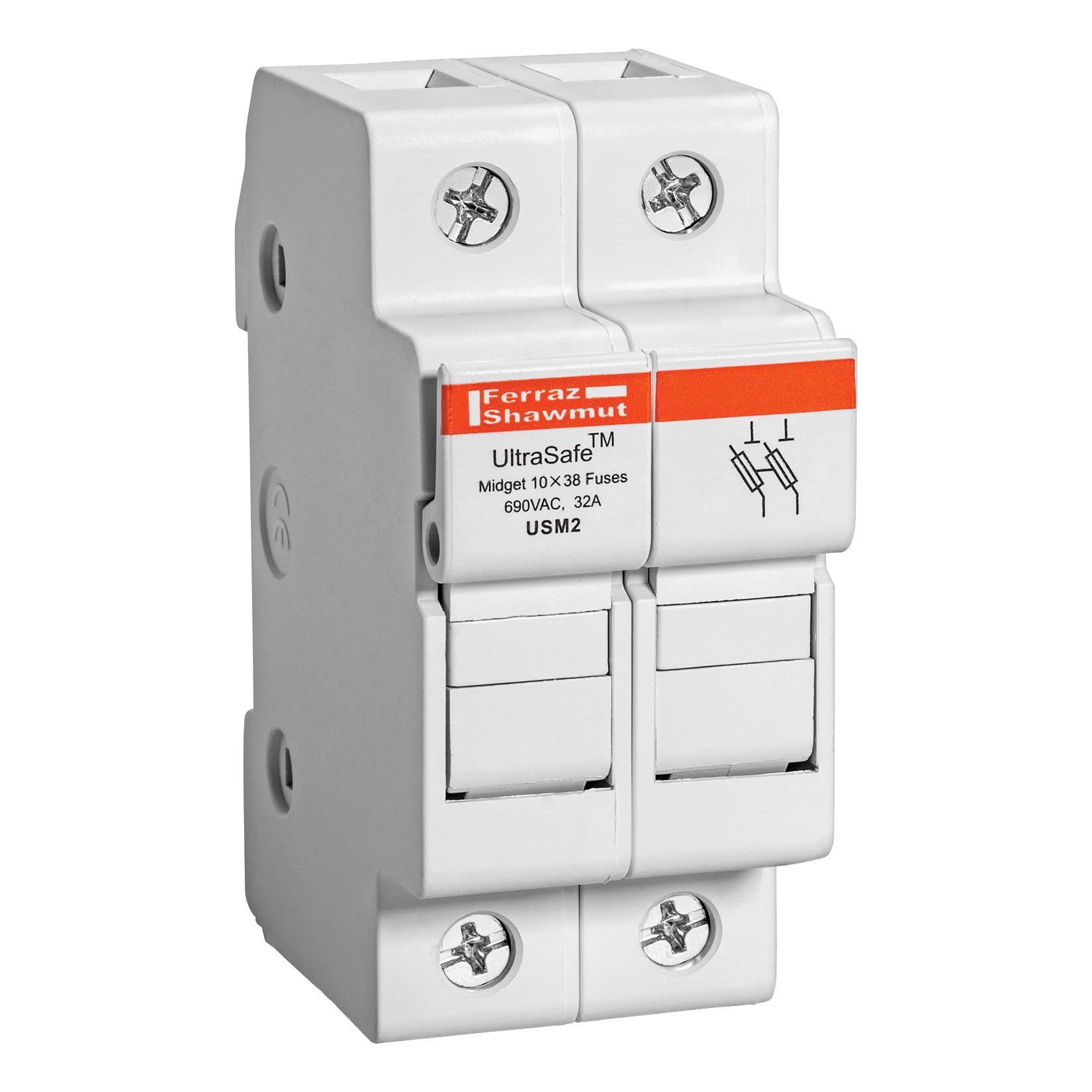 USM2 UltraSafe Fuse Holder, 800 V AC/1000 V DC, 30 A, 14 to 6 AWG Wire, 2 Poles
