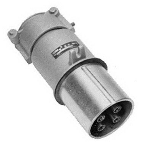 3-Phase Grounding Style 1 Pin and Sleeve Plug With Reverse Service, 250/600 VAC/VDC, 200 A, 4 Poles, 4 Wires