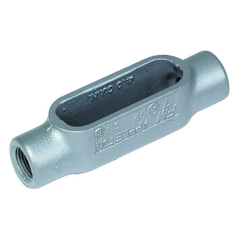 as & Betts C67 BlueKote; Universal Type C Conduit Outlet Body; 2 Inch, Gray Iron, Zinc Plated with Epoxy Powder Coat