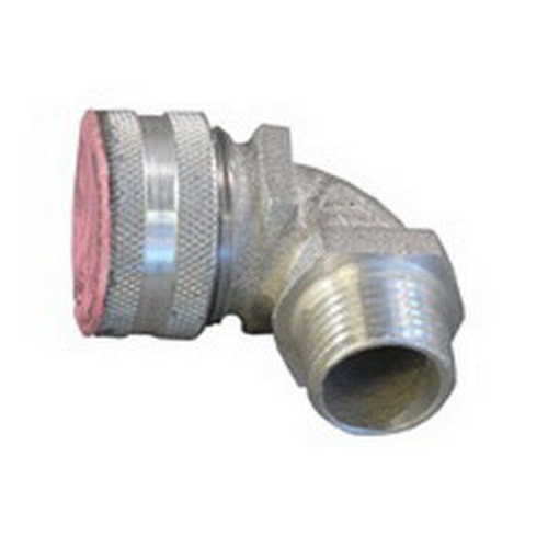 1/2 in. Liquid Tight Strain Relief Cord and Cable Connector; 90 Degree, Aluminum, .375-.500