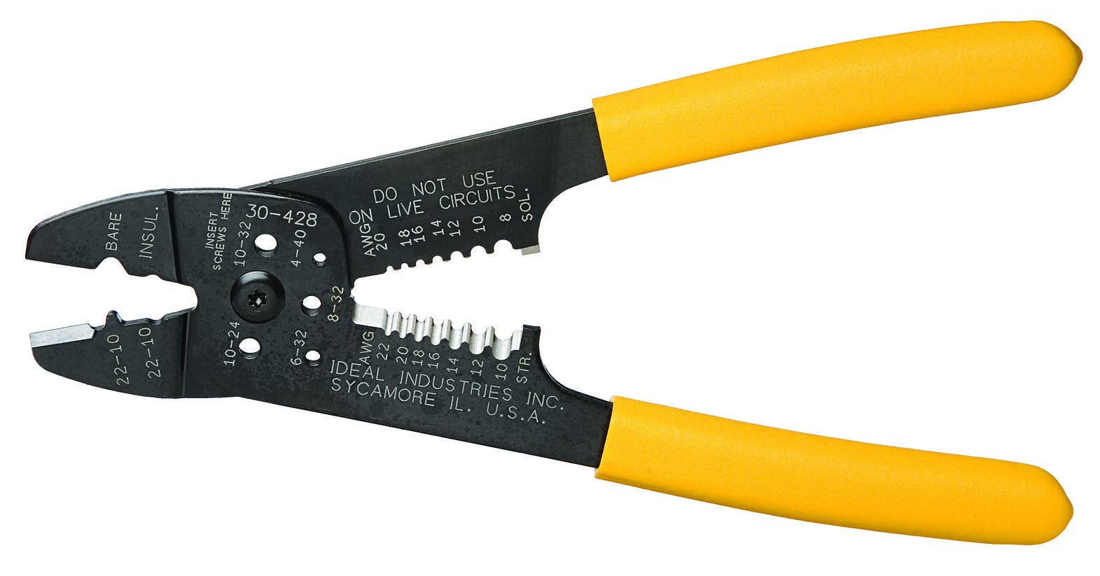 30-428 Combo Crimp and Strip Tool, 20 to 8 AWG Solid, 22 to 10 AWG Stranded Cable/Wire