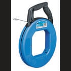 IDEAL, Fish Tape, Blued-Steel, Tuff-Grip Pro, Length: 240 FT, Width: 1/8 IN, Thickness: 060 IN, Tensile Strength: 1600 LB, Tape End: Formed Hook, Material: Highest Grade Carbon Steel, Case Diameter: 12 IN, Replacement Tape: 31-038