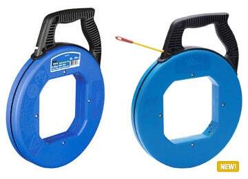 31-065 S-Class Tuff-Grip Pro Fish Tape With Eyelet, Case and Handle, 3/16 in Dia Tape, 200 ft L Tape, Round Profile, Fiberglass Tape