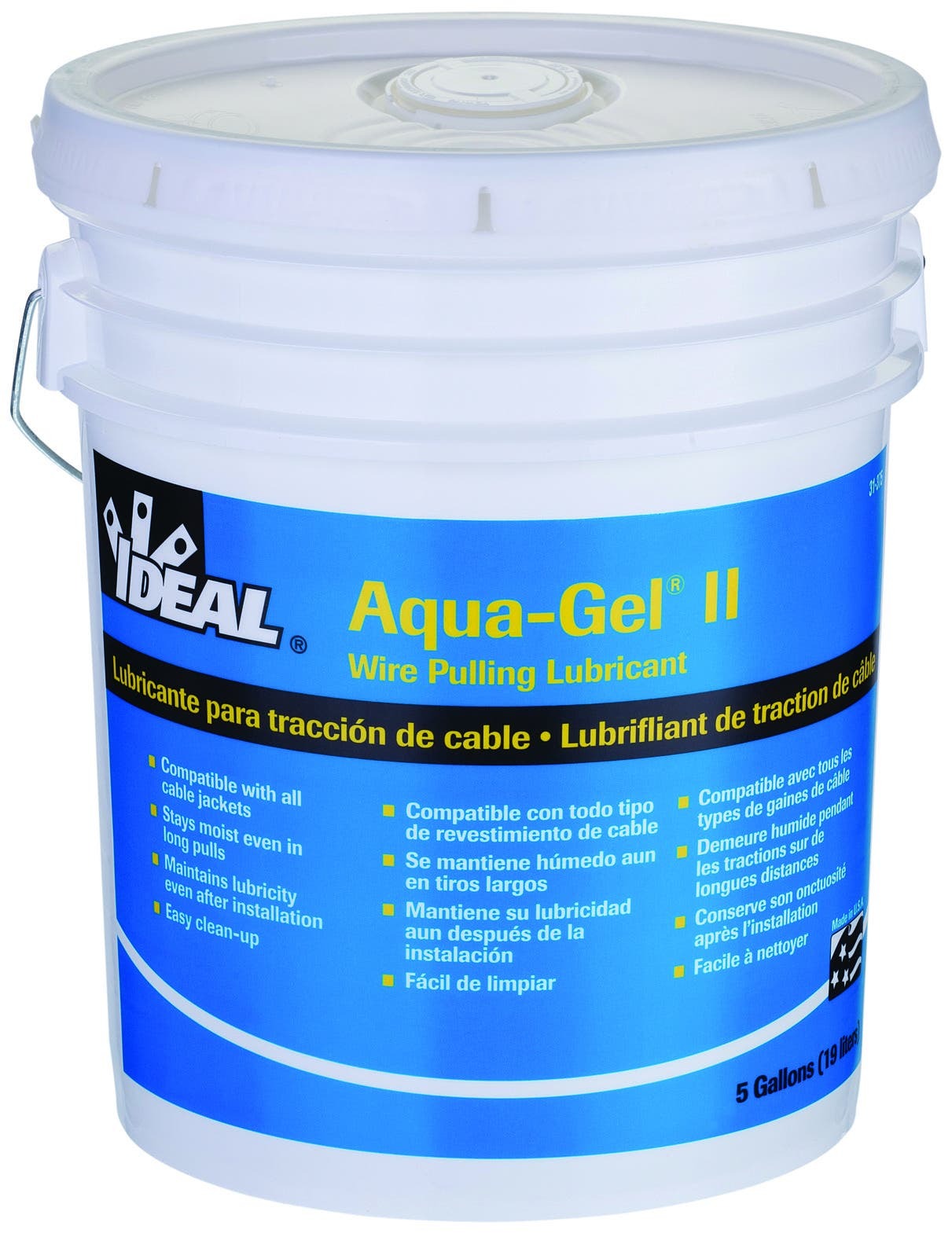 31-375 Aqua-Gel II Cable Pulling Lubricant, 5 gal Pail, Gel Form, Blue, 0.98