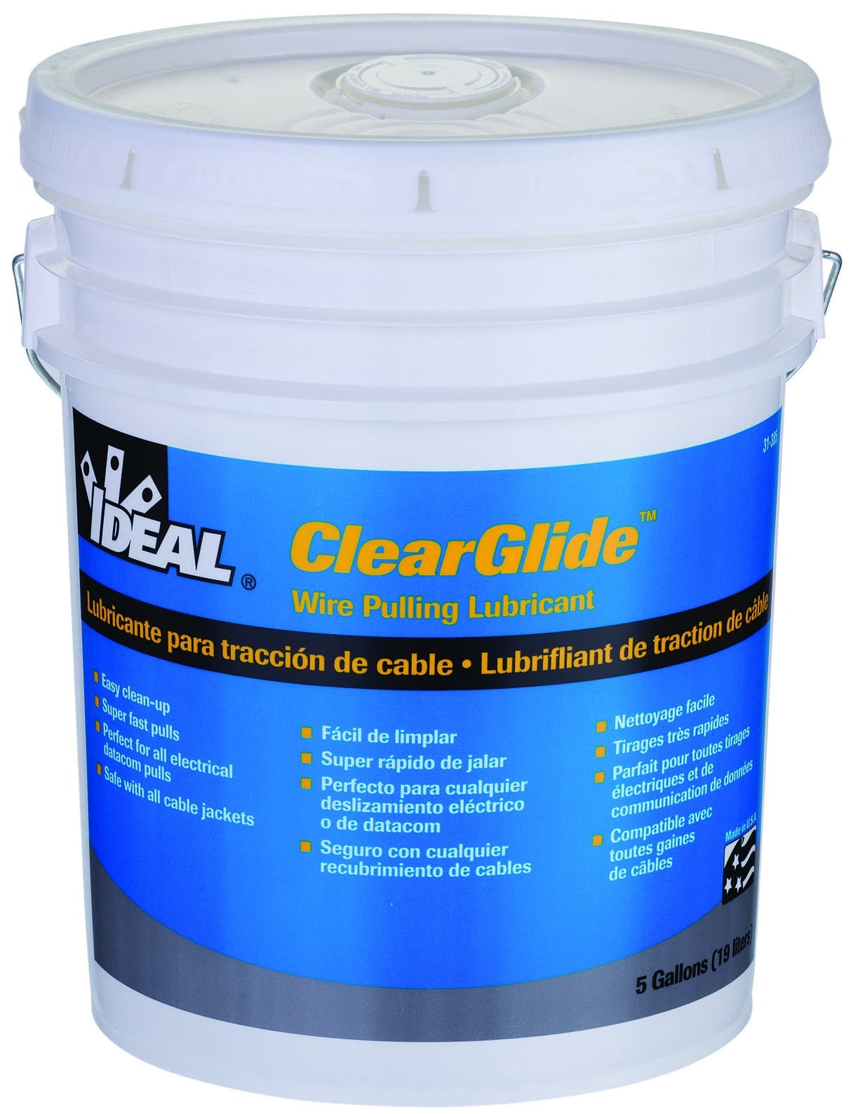 31-385 ClearGlide Wire Pulling Lubricant, 5 gal Bucket, Gel Form, Clear, 1.09