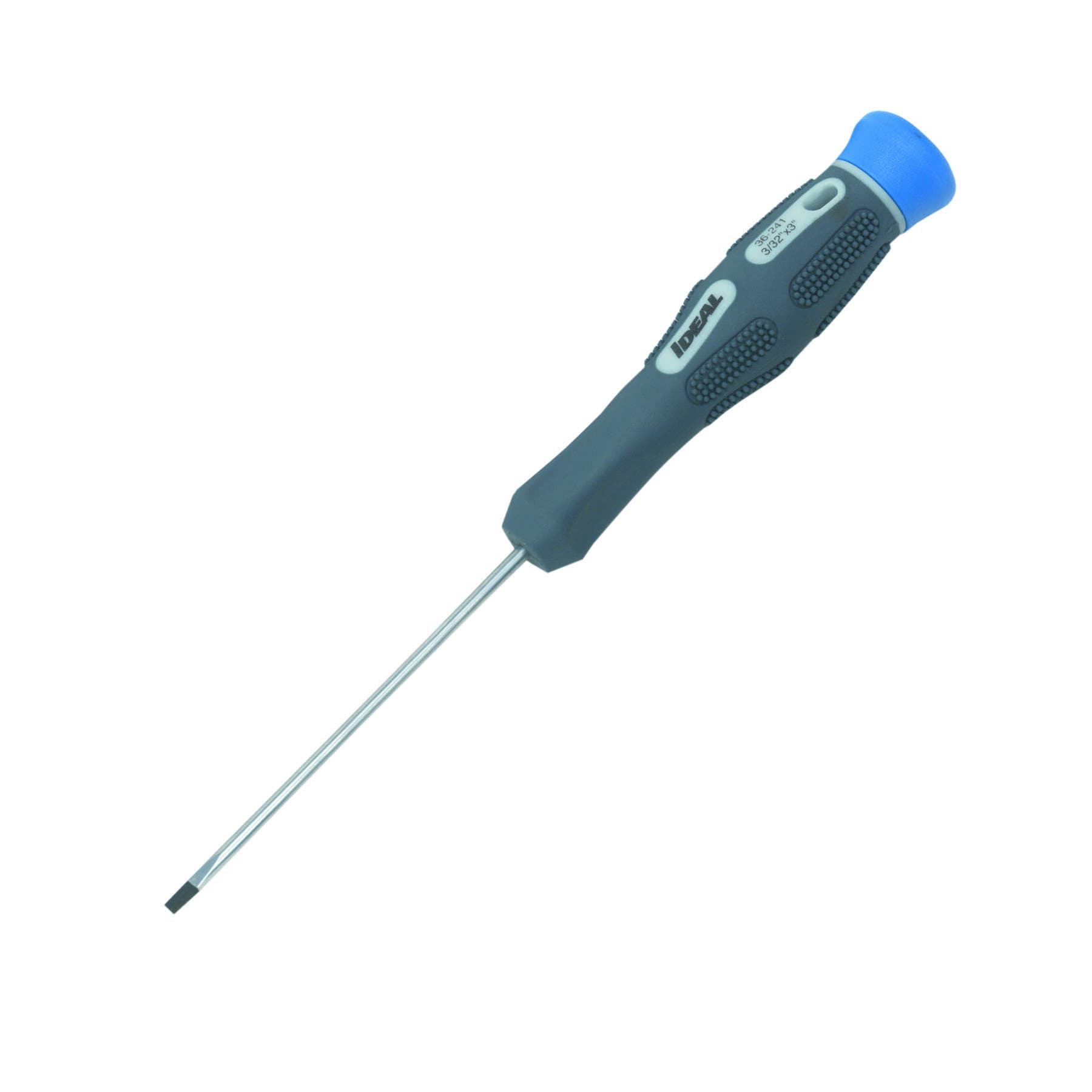 36-241 Electronics Slim Screwdriver, 3/32 in Cabinet, CRV Steel Shank, 6-9/16 in OAL, Plastic Handle, Polished Chrome