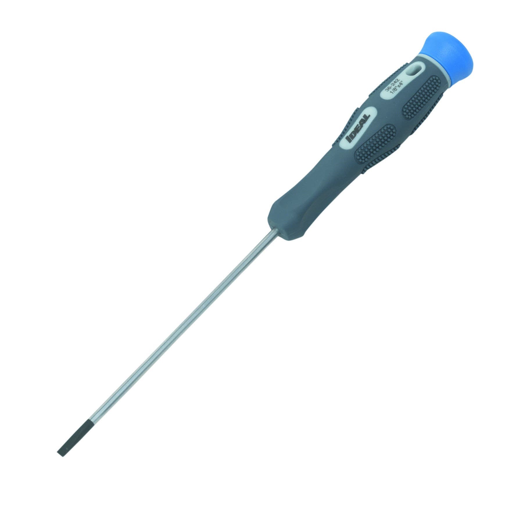 36-242 Electronics Slim Screwdriver, 1/8 in Cabinet, CRV Steel Shank, 7-9/16 in OAL, Plastic Handle, Polished Chrome