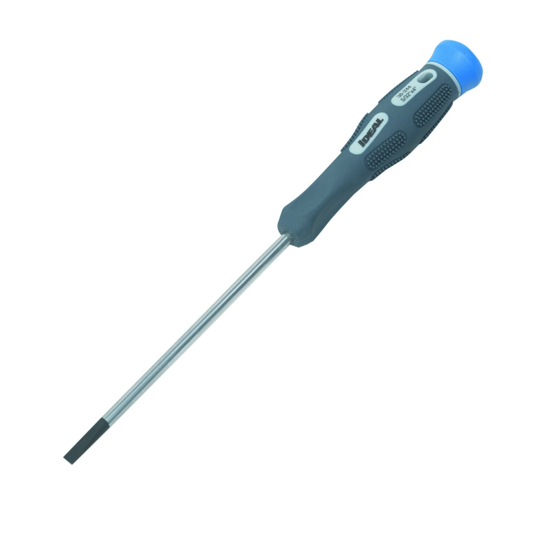 36-244 Electronics Slim Screwdriver, 5/32 in Cabinet, CRV Steel Shank, 7-9/16 in OAL, Plastic Handle, Polished Chrome