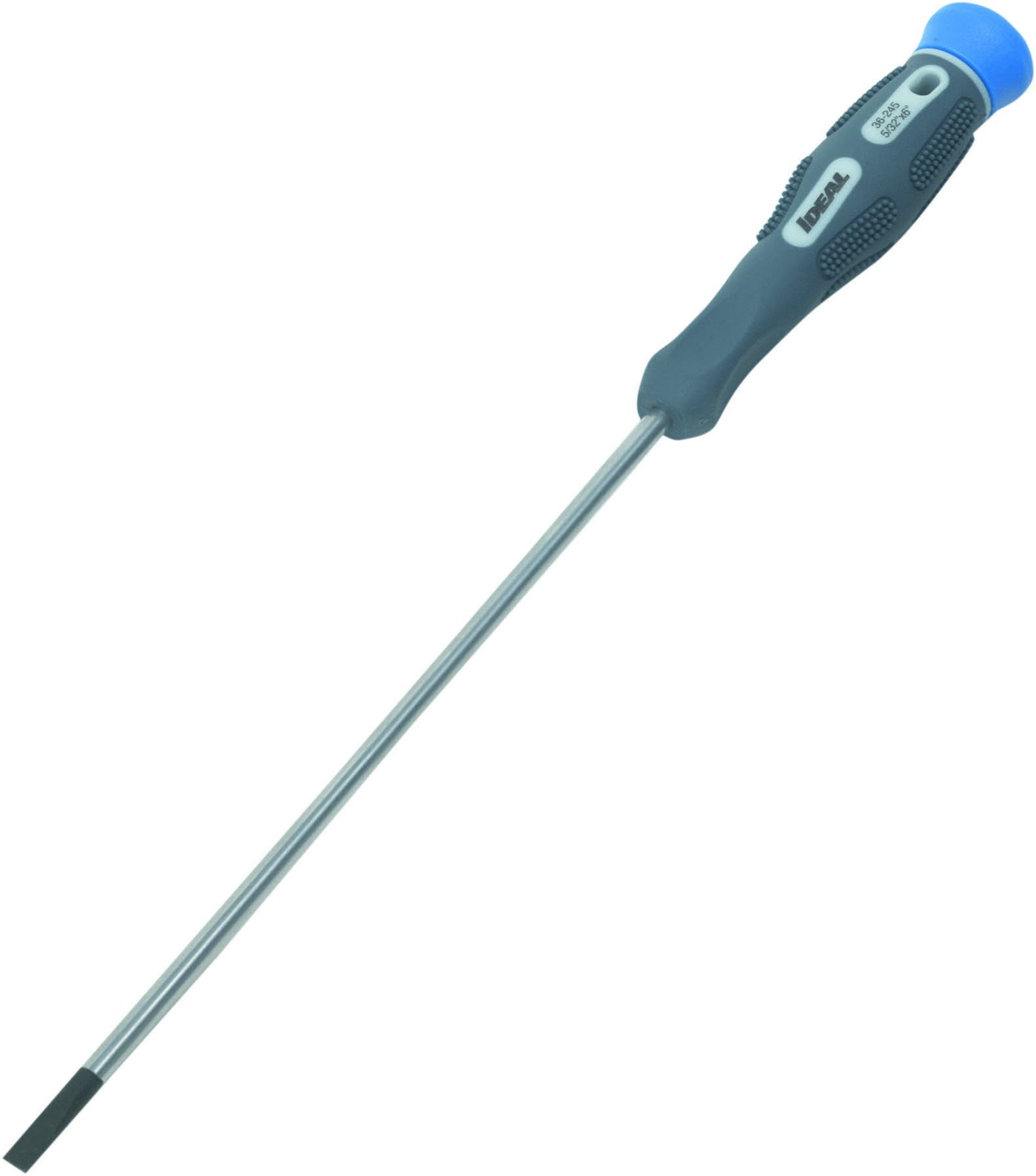36-245 Electronics Slim Screwdriver, 5/32 in Cabinet, CRV Steel Shank, 11-1/2 in OAL, Plastic Handle, Polished Chrome