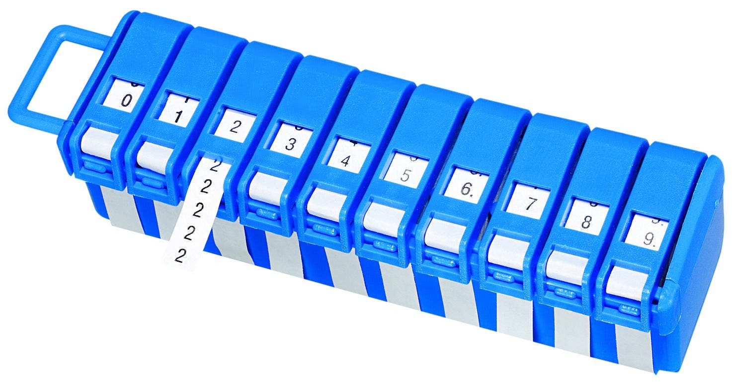 42-301 Wire Marker Dispenser With 0 Through 9 Legend Rolls, 0 to 9, Black On White, Polyester