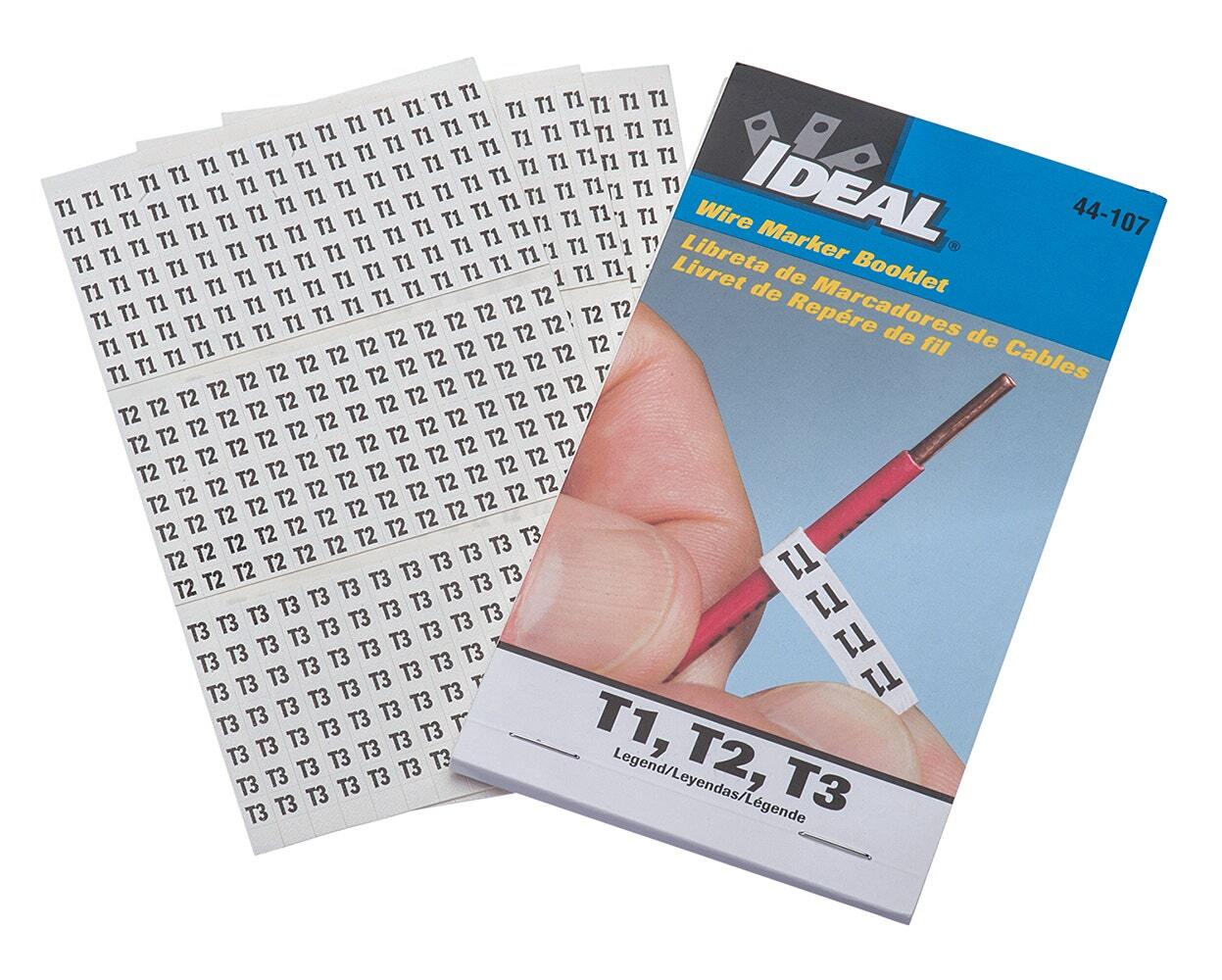 44-107 Pre-Printed Wire Marker Booklet, 1-1/2 in L x 1/4 in W, Black/White, Plastic Impregnated Cloth