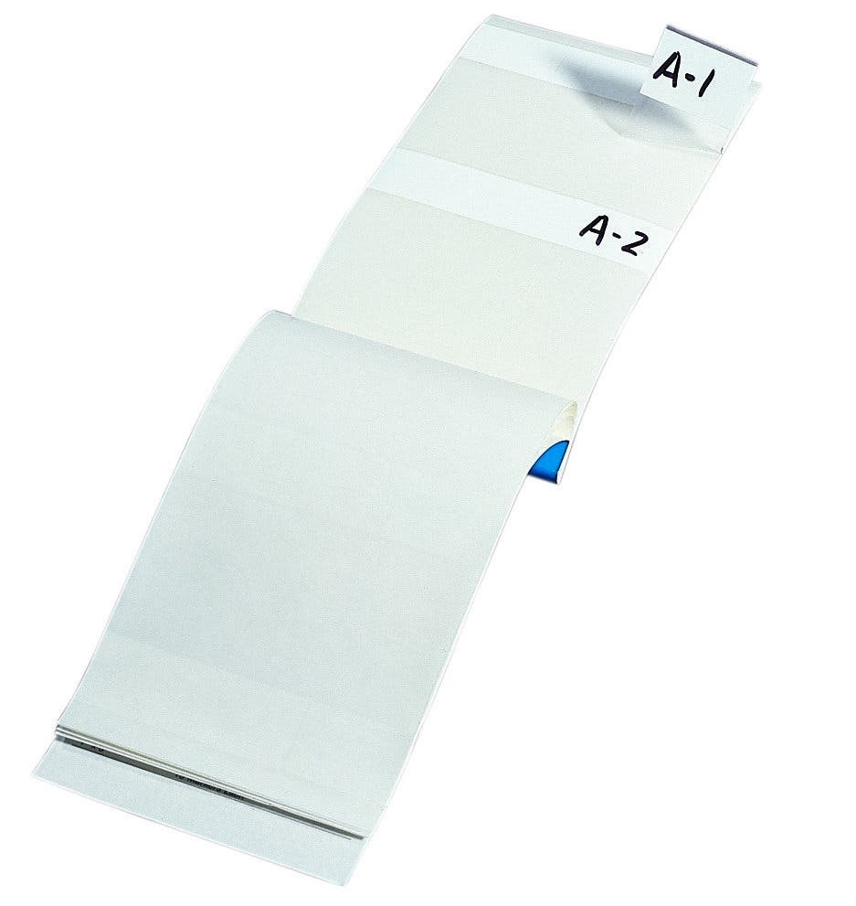 44-152 Write-On Wire Marker Booklet, 5 in L x 1 in W, White, Plastic Impregnated Cloth