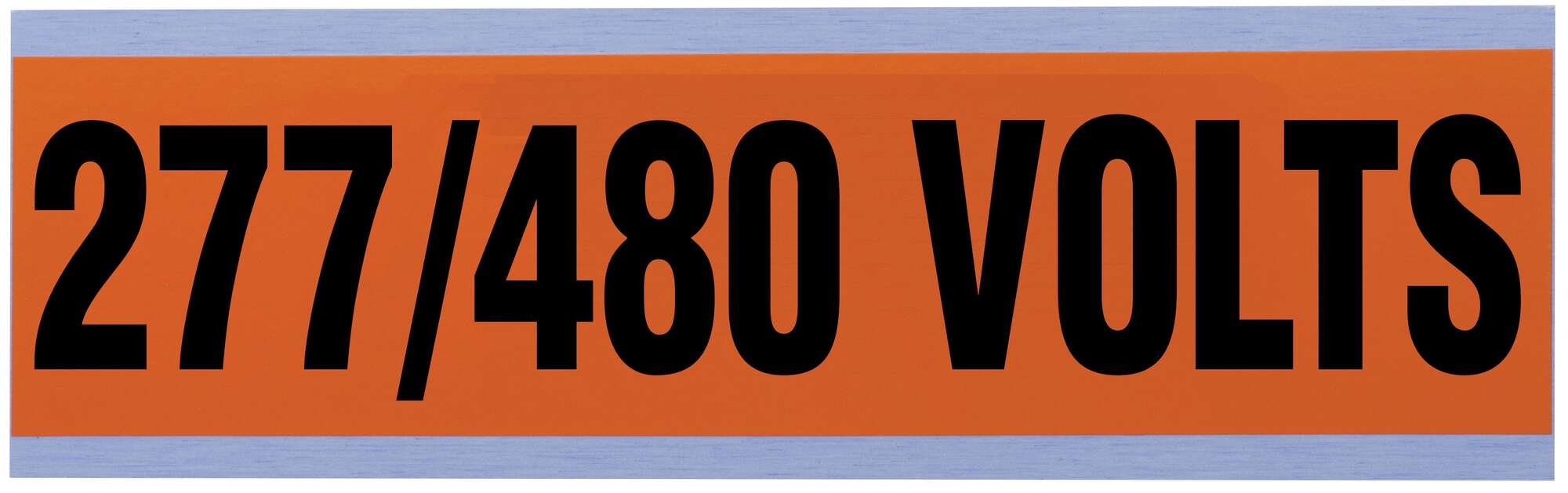 44-298 Large Conduit and Voltage Marker, 2-1/4 in W x 9 in L, 277/480 VOLTS, Black Legend, Bright Orange Background, Vinyl Impregnated Cloth