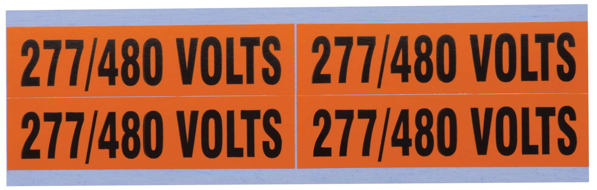 44-299 Medium Conduit and Voltage Marker, 1-1/8 in W x 4-1/2 in L, 277/480 VOLTS, Black Legend, Bright Orange Background, Vinyl Impregnated Cloth