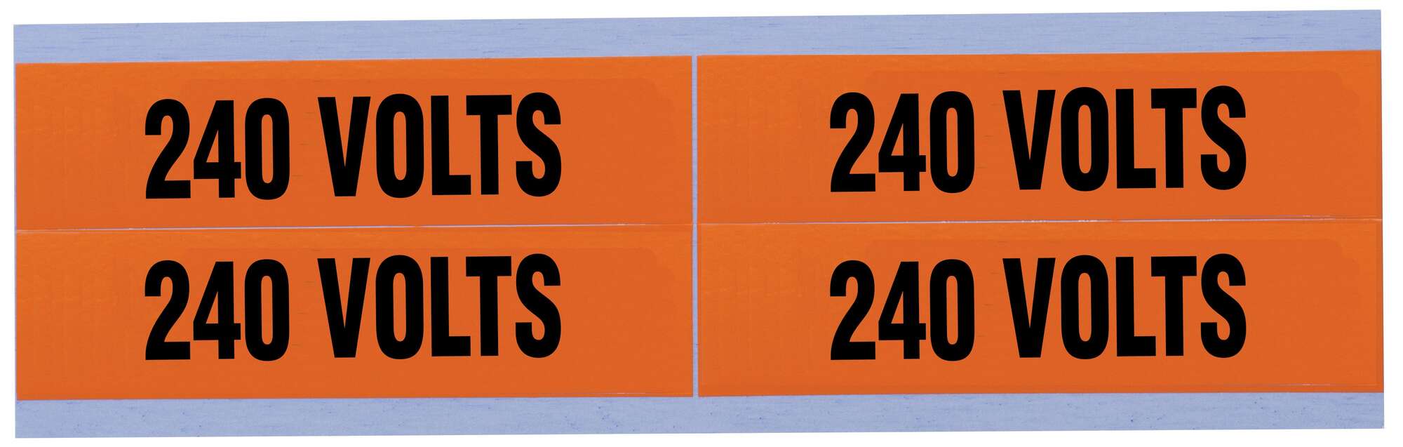 44-358 Medium Conduit and Voltage Marker, 1-1/8 in W x 4-1/2 in L, 240 VOLTS, Black Legend, Bright Orange Background, Vinyl Impregnated Cloth