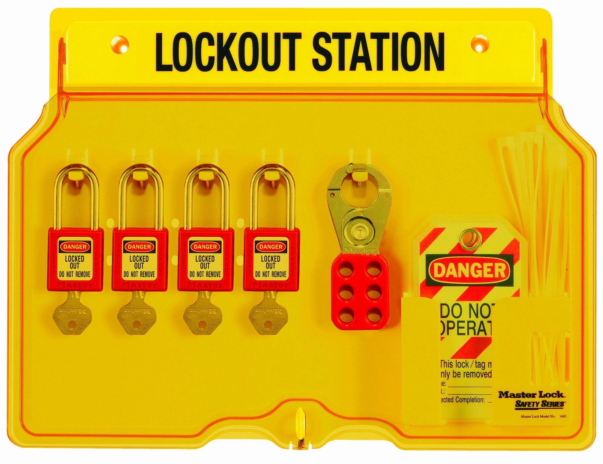 44-778 Lockout Station Kit, 18 Pieces, 4 Padlocks