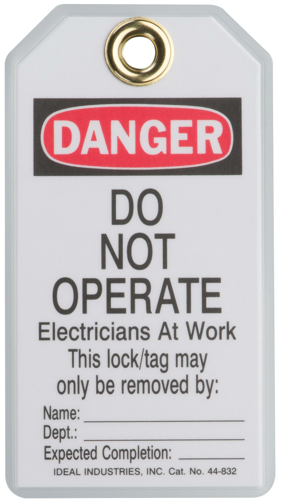 44-832 Heavy Duty Laminated Lockout Tag, Red, 7/8 in Hole, Plastic