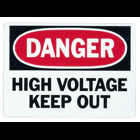 Safety Sign, Fiberglass, 14 IN Length, 10 IN Width, Danger  High Voltage Legend, For Indoor And Outdoor Use