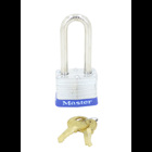 IDEAL, Padlock, Steel, Hasp Clearance: 2 IN, Lock Material: Steel Case, Hasp Diameter: 9/32 IN, Color: Blue Bumper, Width: 1-1/2 IN, Includes: Two Keys, Finish: Nickel-Plated Shackle IN