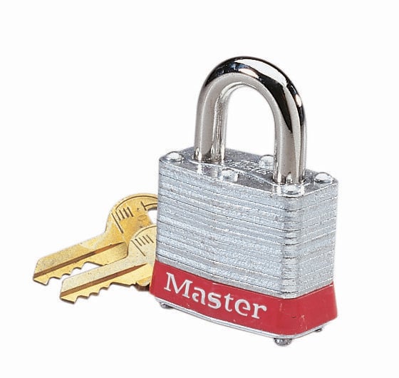 44-906 Lockout Padlock, Alike/Master Key, Red, Steel Body, 9/32 in Dia x 3/4 in H Nickel Plated Shackle