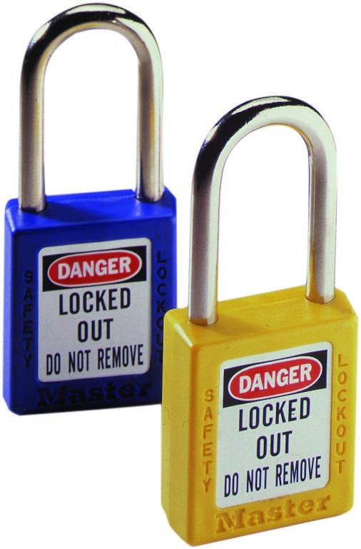 44-912 Safety Lockout Padlock, Alike/Master Key, Blue, Xenoy Body, 1/4 in Dia x 1-1/2 in H