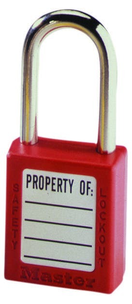 44-916 Safety Lockout Padlock, Alike/Master Key, Red, Xenoy Body, 1/4 in Dia x 1-1/2 in H