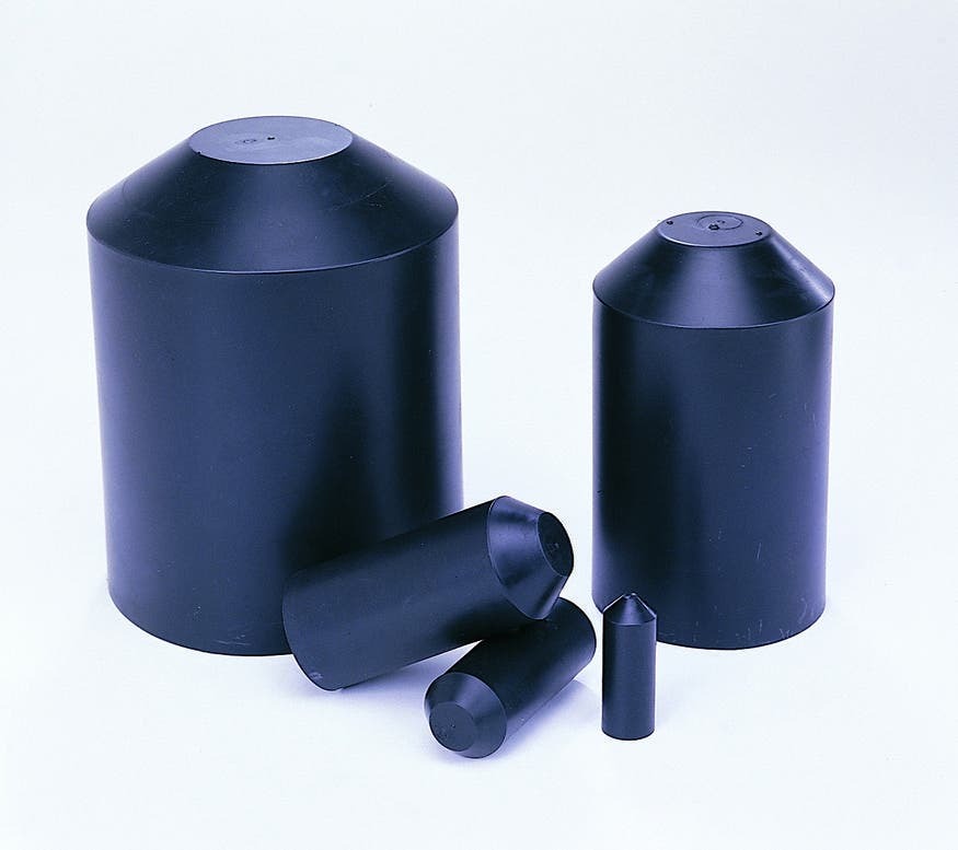 46-383 Thermo-Shrink Medium Wall Heat Shrinkable Tubing End Cap, 600/1000 V AC, 1.38 in ID Expanded, 0.59 in ID Recovered, 3:1 Shrink Ratio, Cross Linked Polyolefin