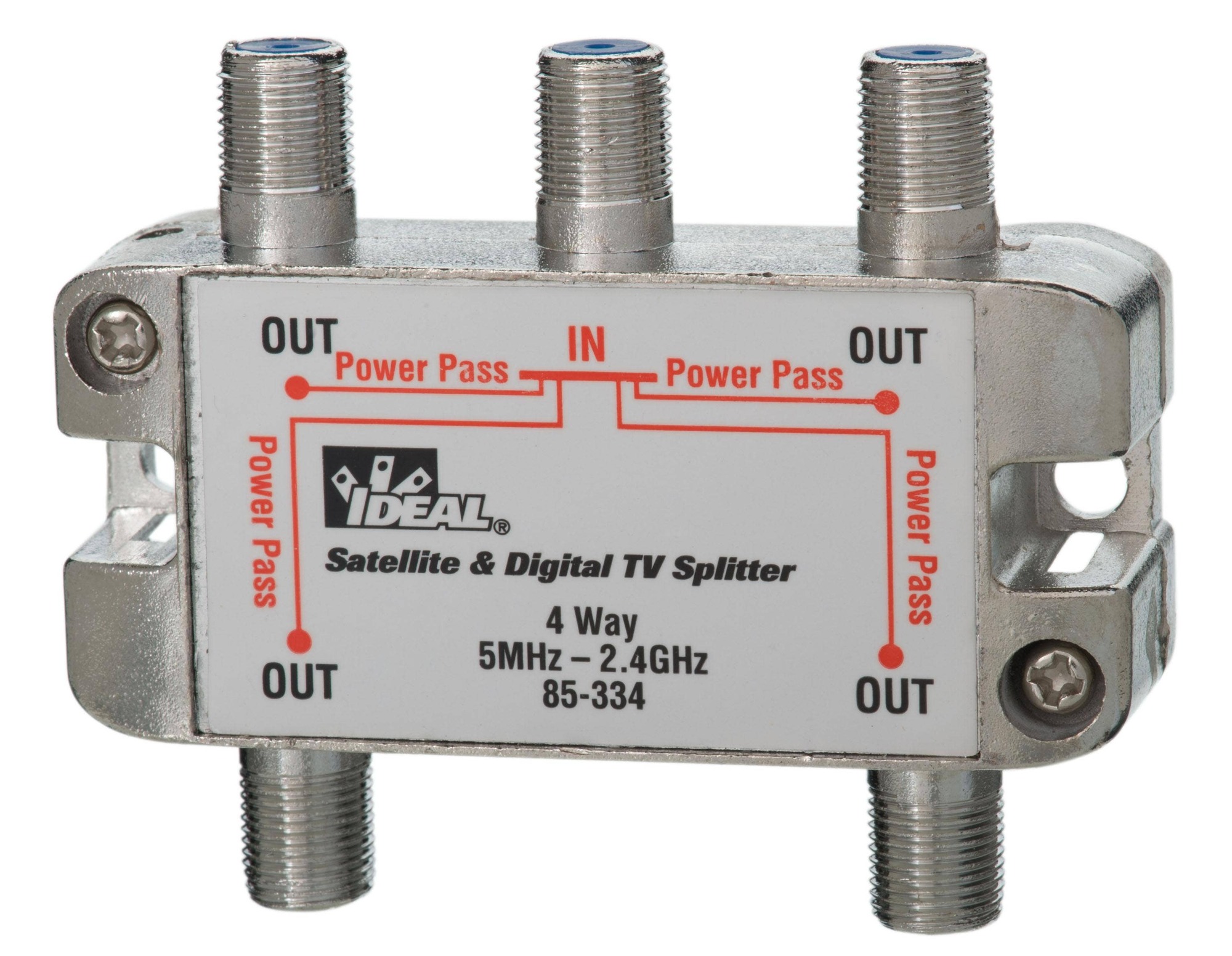 85-334 4-Way Satellite and Digital TV Splitter, 75 Ohm