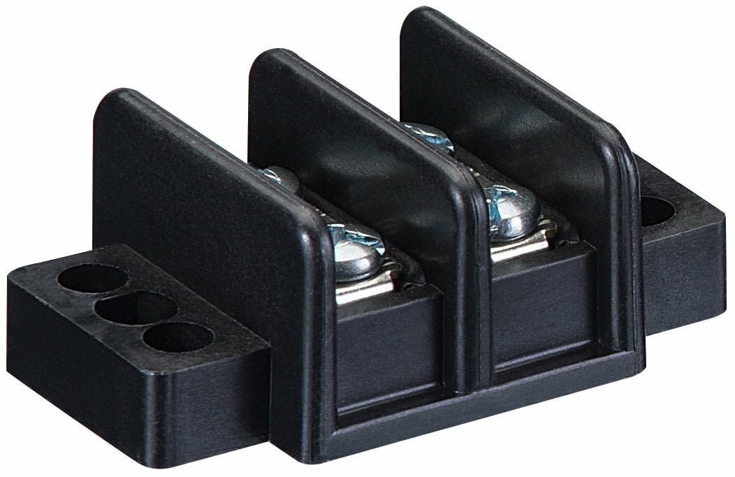 89-208 1-Piece 1-Stage Heavy Duty Terminal Strip, 600 V AC, 30 A, 22 to 10 AWG Wire, Black