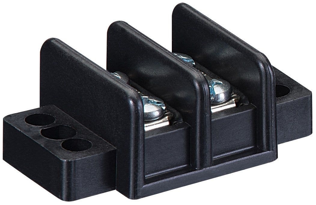 89-212 1-Piece 1-Stage Heavy Duty Terminal Strip, 600 V AC, 30 A, 22 to 10 AWG Wire, Black