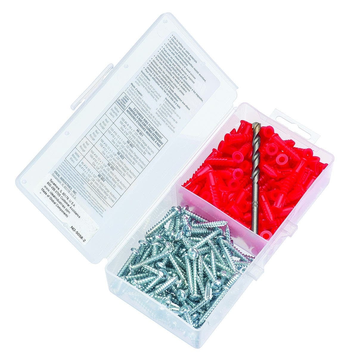 90-052 Flange Anchor Kit, 201 Pieces, Plastic, Red