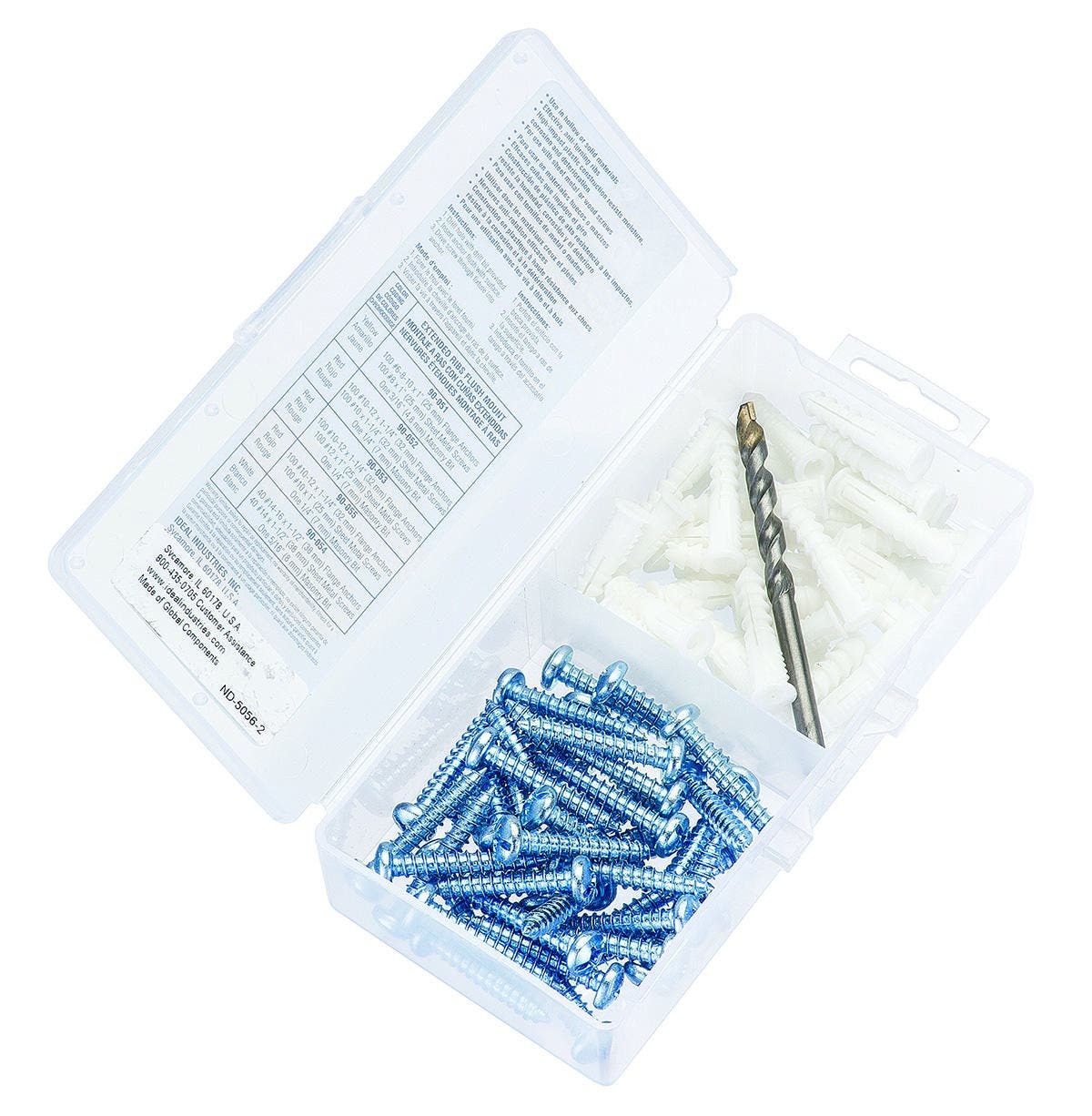 90-054 Flange Anchor Kit, 81 Pieces, Plastic, White