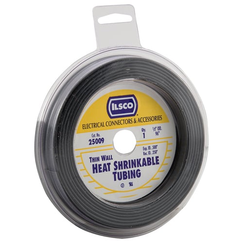 26009 ClearChoice Heat Shrink Tubing, 1/2 in ID Expanded, 1/4 in ID Recovered, 0.025 in THK Wall Recovered, 200 ft L, Black