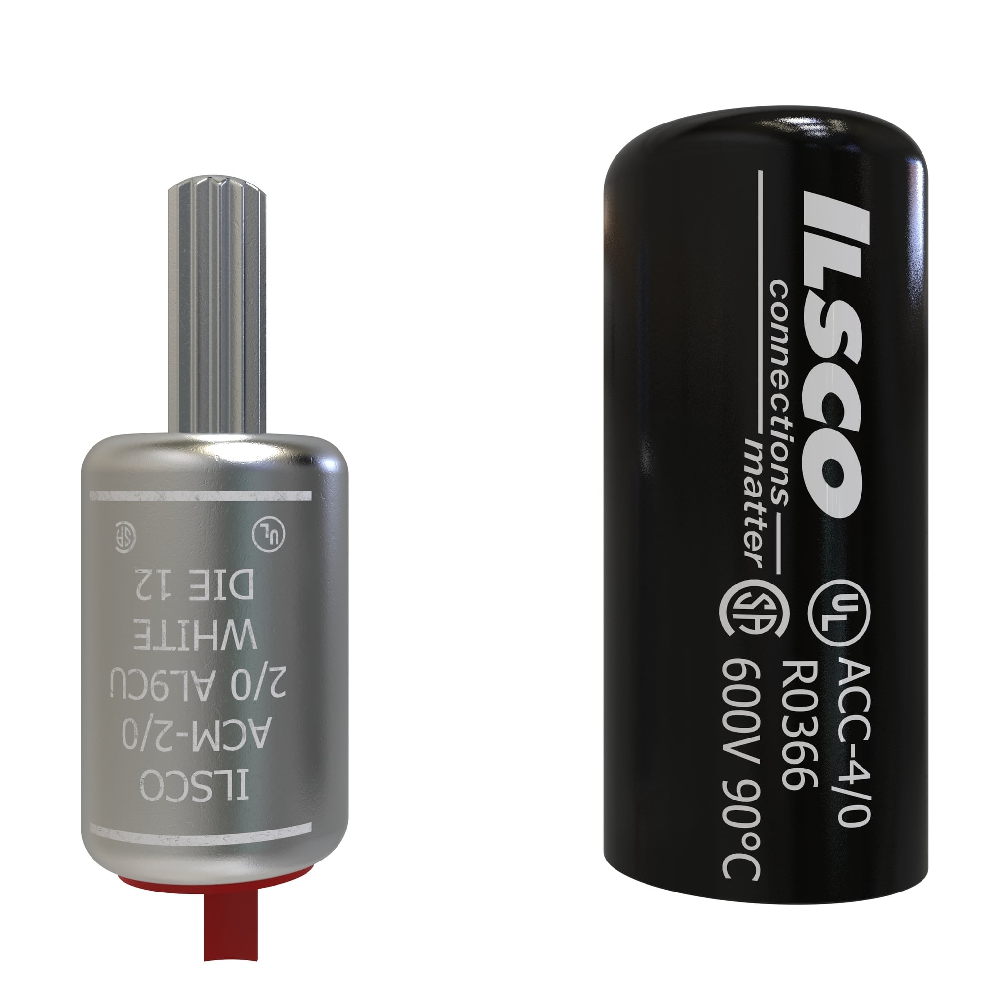 ACM-2/0 ClearChoice Dual Rated Pigtail Adapter With Insulating Cover, 2/0 AWG Conductor, Die Code: 12, 0.33 in Dia x 0.84 in L Pin, Aluminum