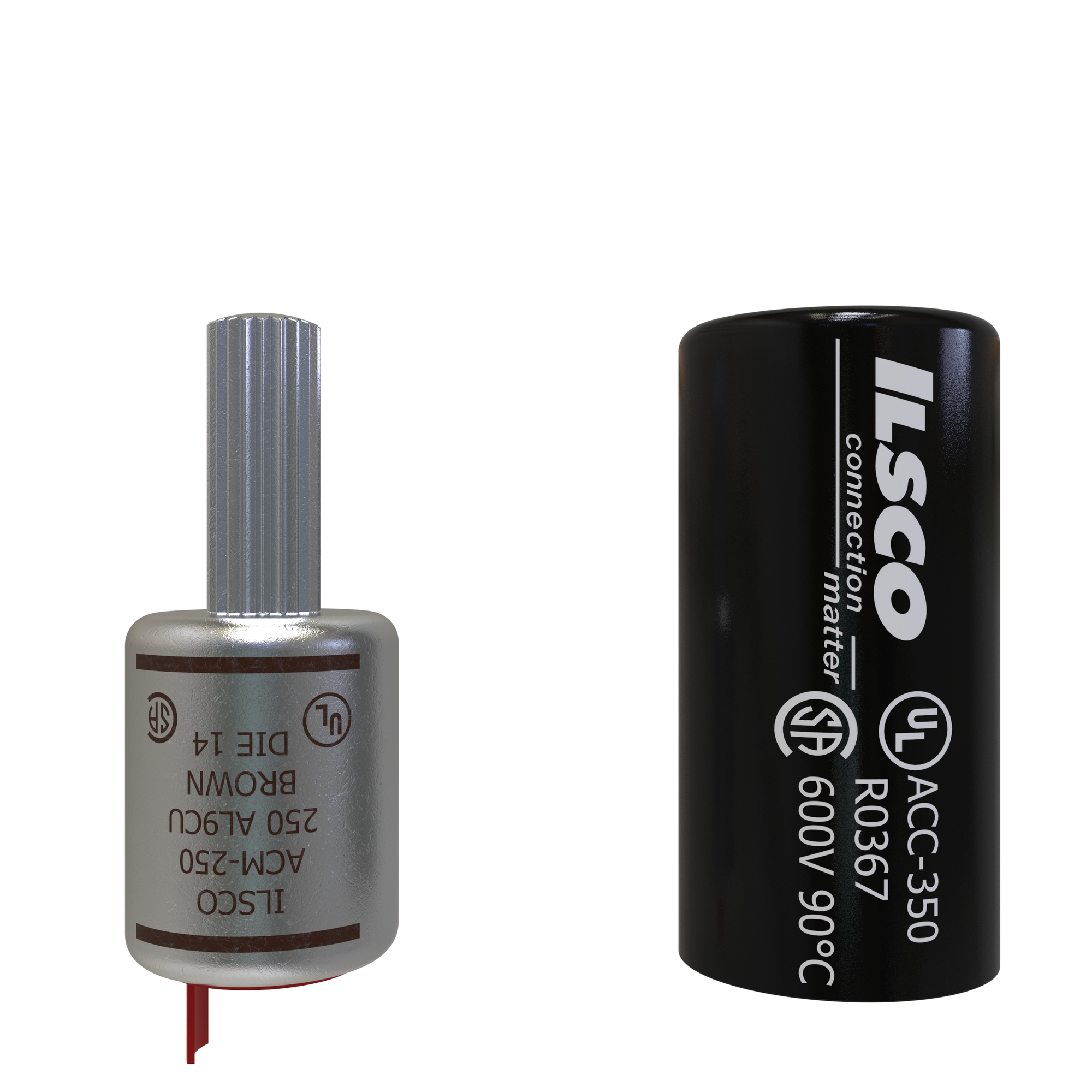 ACM-250 ClearChoice Dual Rated Pigtail Adapter With Insulating Cover, 250 kcmil Conductor, Die Code: 14, 0.47 in Dia x 1.22 in L Pin, Aluminum