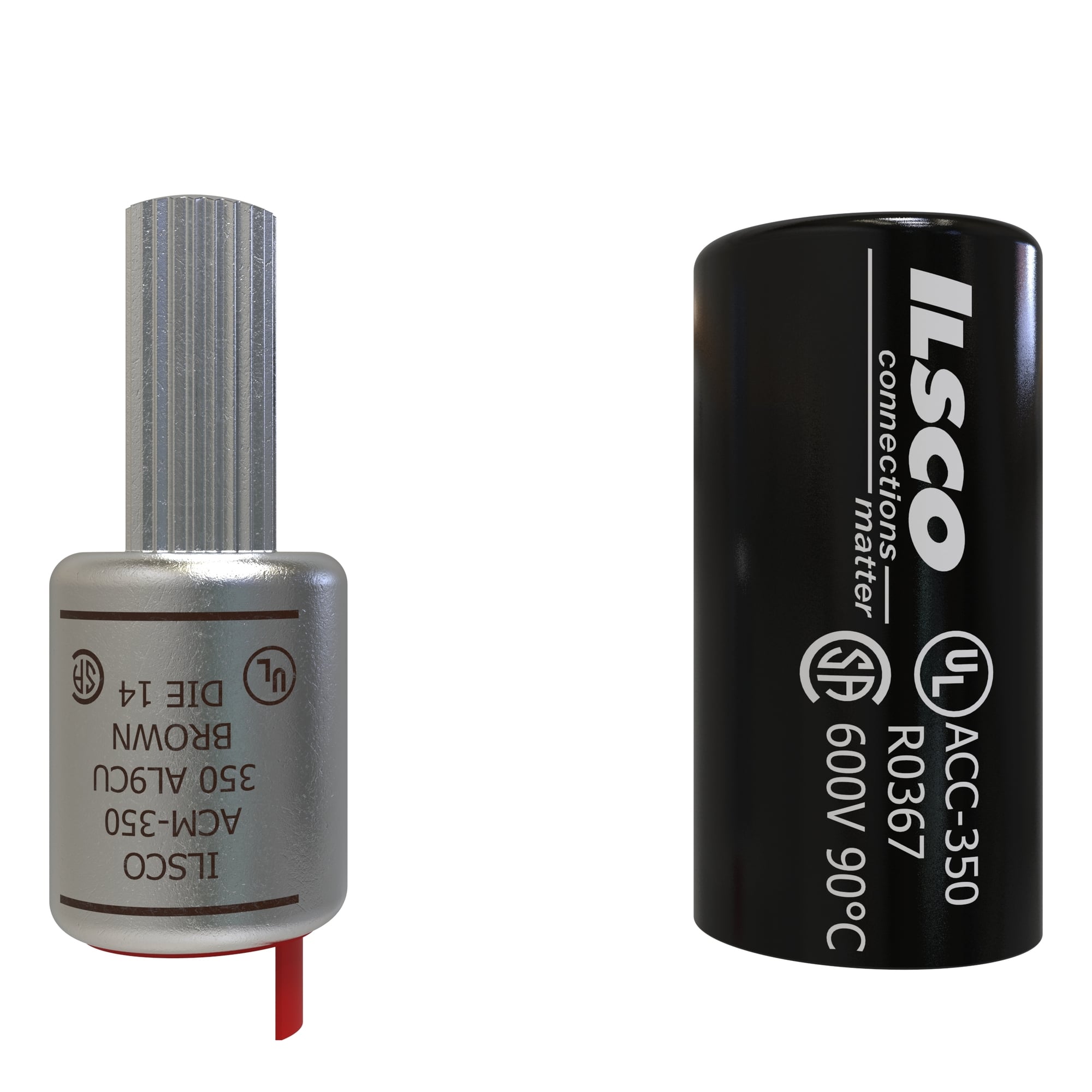 ACM-350 ClearChoice Dual Rated Pigtail Adapter With Insulating Cover, 350 kcmil Conductor, Die Code: 14, 0.57 in Dia x 1.34 in L Pin, Aluminum