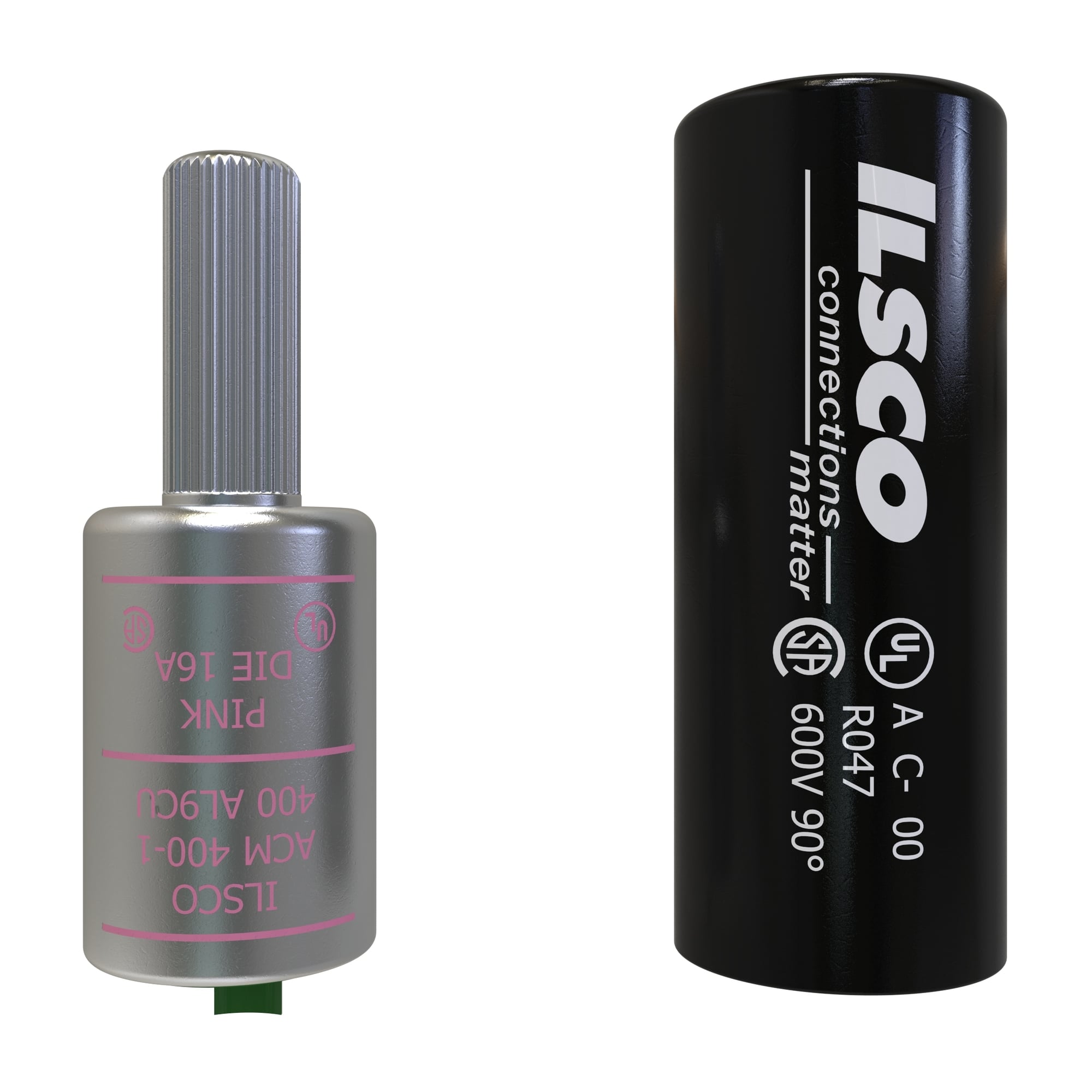 ACM-400 ClearChoice Dual Rated Pigtail Adapter With Insulating Cover, 400 kcmil Conductor, Die Code: 16A, 0.63 in Dia x 1.6 in L Pin, Aluminum