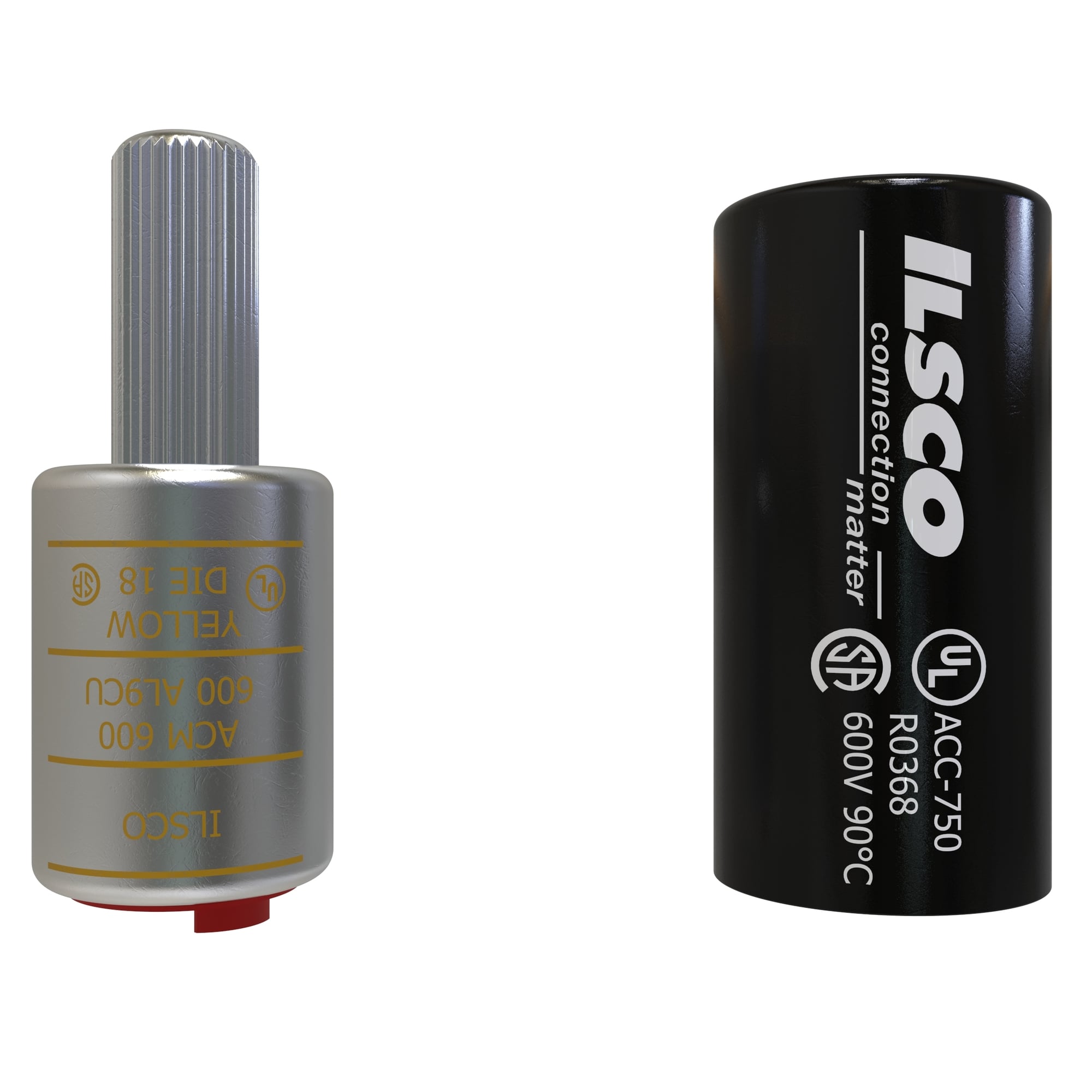 ACM-600 ClearChoice Dual Rated Pigtail Adapter With Insulating Cover, 600 kcmil Conductor, Die Code: 18, 0.73 in Dia x 1.64 in L Pin, Aluminum