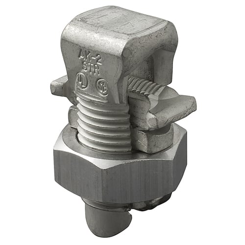 AK-1/0 ClearChoice Type AK Dual Rated Split Bolt Connector, 2 to 1/0 AWG, 8 to 1/0 AWG Solid/Stranded Aluminum Conductor, 0.75 x 1.92 in, Aluminum Alloy