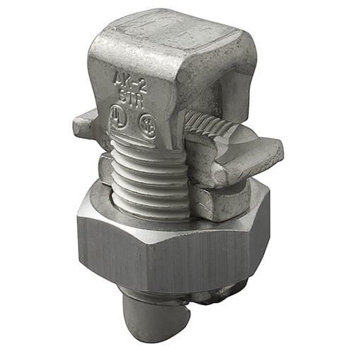 AK-2 ClearChoice Type AK Dual Rated Split Bolt Connector, 6 to 2 AWG, 8 to 2 AWG Solid/Stranded Aluminum Conductor, 0.69 x 1.58 in, Aluminum Alloy