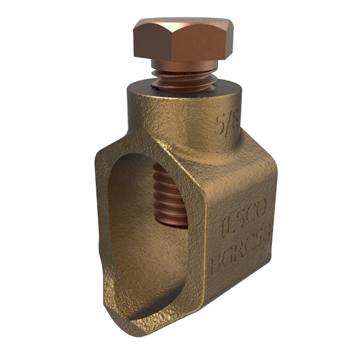 BGRC-58 ClearChoice Type BGRC Ground Rod Clamp, 5/8 in Rod, 8 to 1/0 AWG Conductor, Cast Bronze