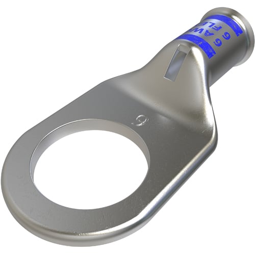 CCL-6-12 ClearChoice CCL 1-Hole Light Duty Lug Compression Connector With Sight Hole, 6 AWG Flex Copper Conductor, 1/2 in Stud, Tin Plated Copper