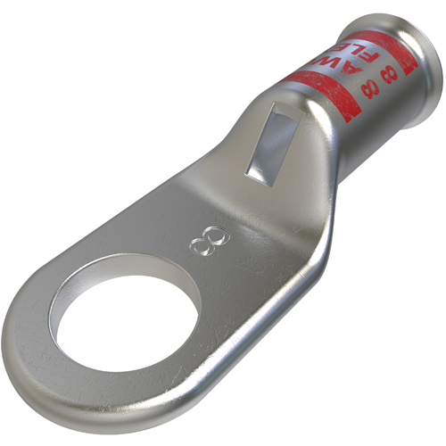 CCL-8-14 ClearChoice CCL 1-Hole Light Duty Lug Compression Connector With Sight Hole, 8 AWG Flex Copper Conductor, 1/4 in Stud, Tin Plated Copper