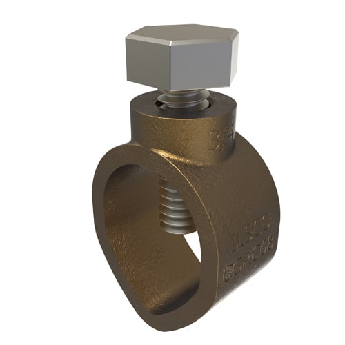 CGRC-68 ClearChoice Type CGRC Ground Rod Clamp, 3/4 in Rod, 10 to 2 AWG Conductor, Cast Bronze