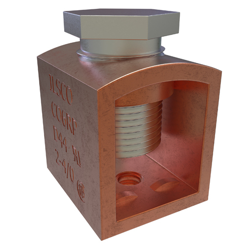 CO6RP ClearChoice Type CO Compact Box Mechanical Lug, 4/0 to 2 AWG Copper Conductor, 1 Bolt Hole, Copper