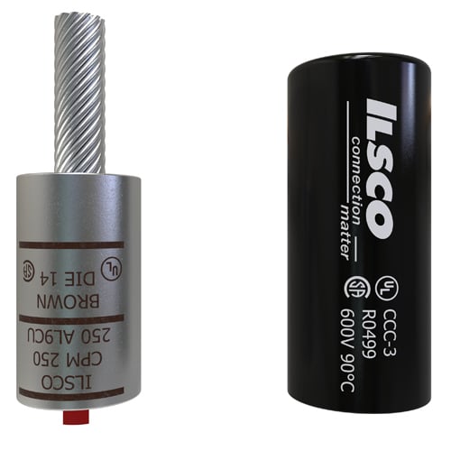 CPM-250 ClearChoice Dual Rated Pigtail Adapter With Insulating Cover, 250 kcmil Conductor, Die Code: 14, 0.47 in Dia x 1-1/2 in L Pin, Aluminum/Copper
