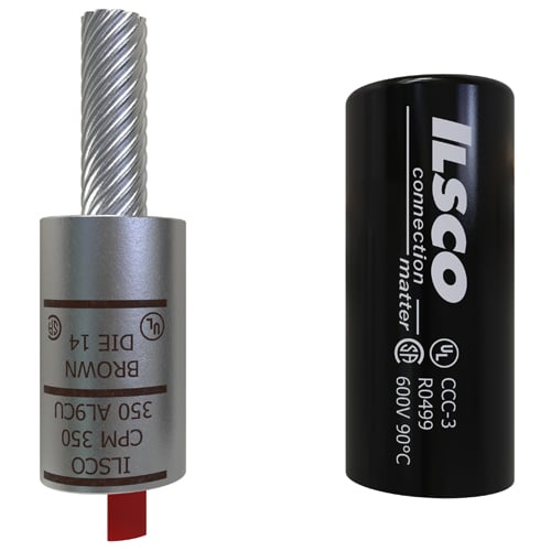 CPM-350 ClearChoice Dual Rated Pigtail Adapter With Insulating Cover, 350 kcmil Conductor, Die Code: 14, 0.528 in Dia x 1.617 in L Pin, Aluminum/Copper